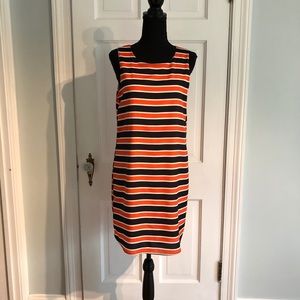 Everly Orange & Blue Striped Dress EUC